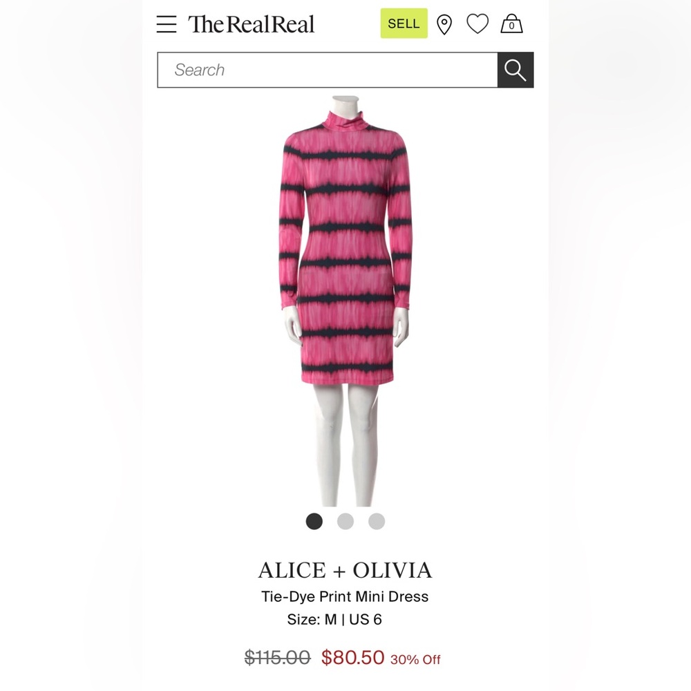 Alice + Olivia Pink and Black Tie-Dye Mini Dress